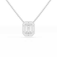 11.43 CT Emerald Cut Halo Lab Diamond Pendant