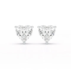 Heart Shape Solitaire Lab Diamond Stud Earrings