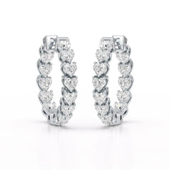 Heart Shaped Lab Grown Diamond Hoop Earrings