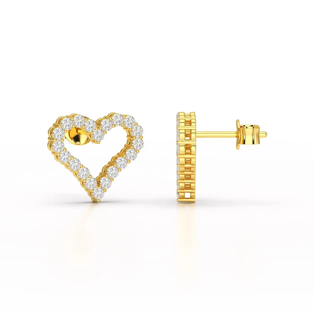 0.56 CT Heart Shaped Lab Diamond Stud Earrings