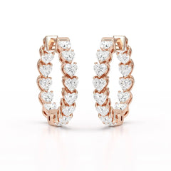 Heart Shaped Lab Grown Diamond Hoop Earrings