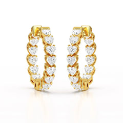 Heart Shaped Lab Grown Diamond Hoop Earrings