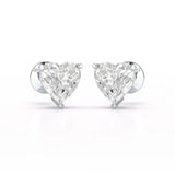 Heart Shape Solitaire Lab Diamond Stud Earrings