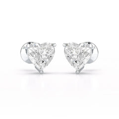 Heart Shape Solitaire Lab Diamond Stud Earrings
