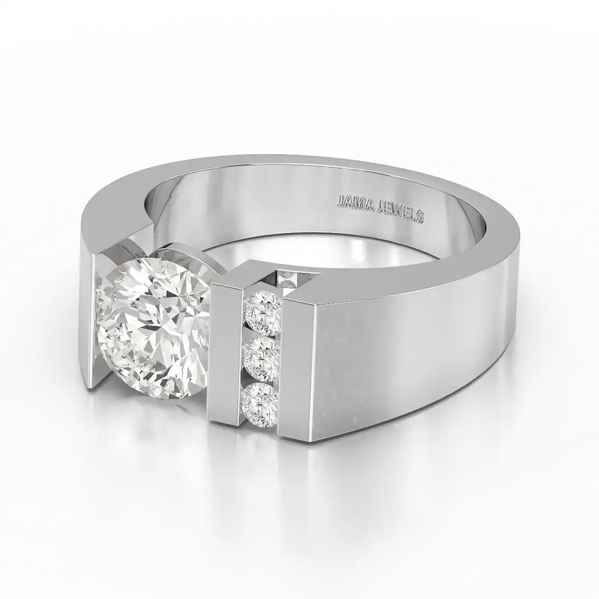 2.2 CT Round Cut Lab Diamond Men's Ring Jama Jewels