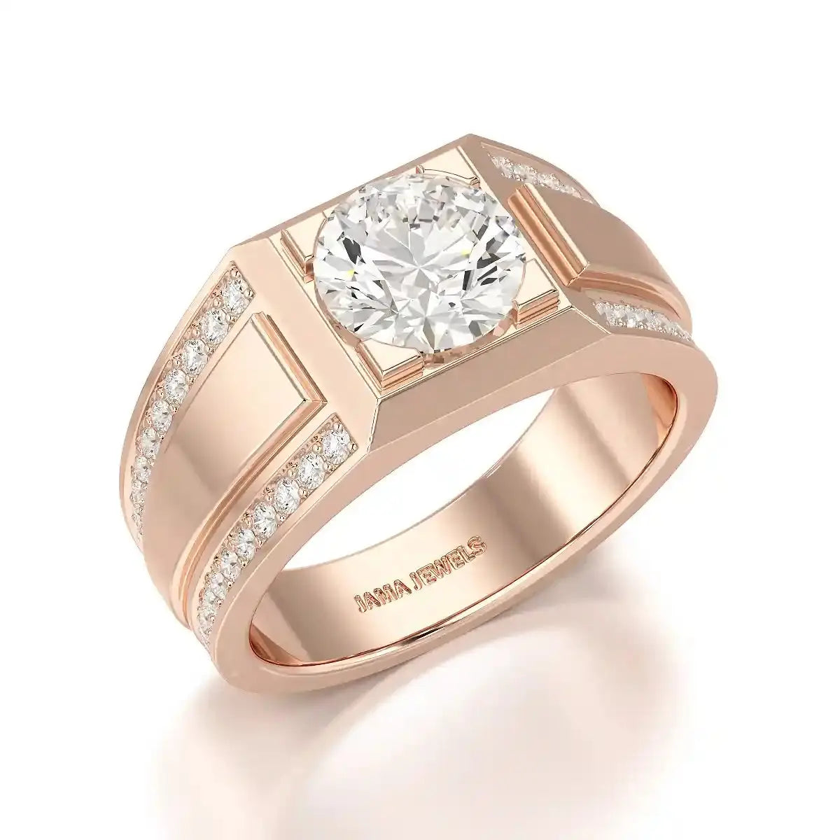 2.42 CT Round Shape Lab Diamond Men's Ring Jama Jewels
