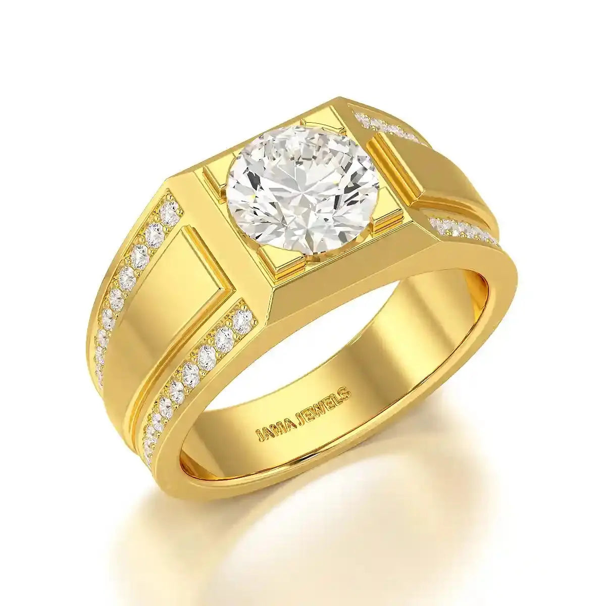 2.42 CT Round Shape Lab Diamond Men's Ring Jama Jewels
