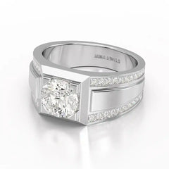 2.42 CT Round Shape Lab Diamond Men's Ring Jama Jewels