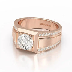 2.42 CT Round Shape Lab Diamond Men's Ring Jama Jewels
