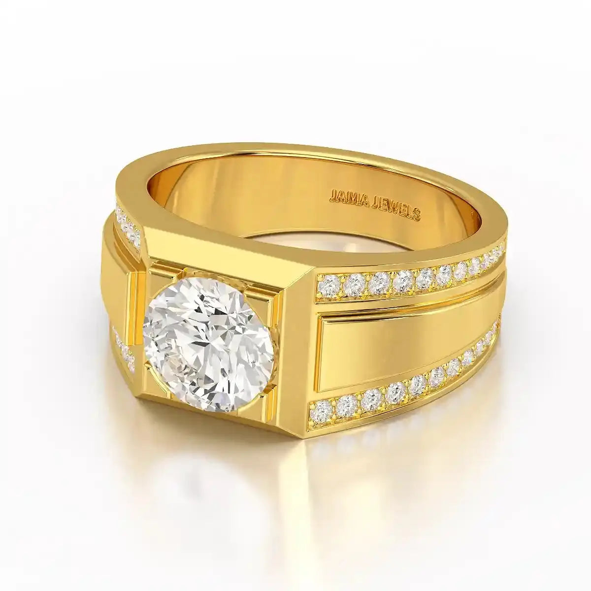 2.42 CT Round Shape Lab Diamond Men's Ring Jama Jewels