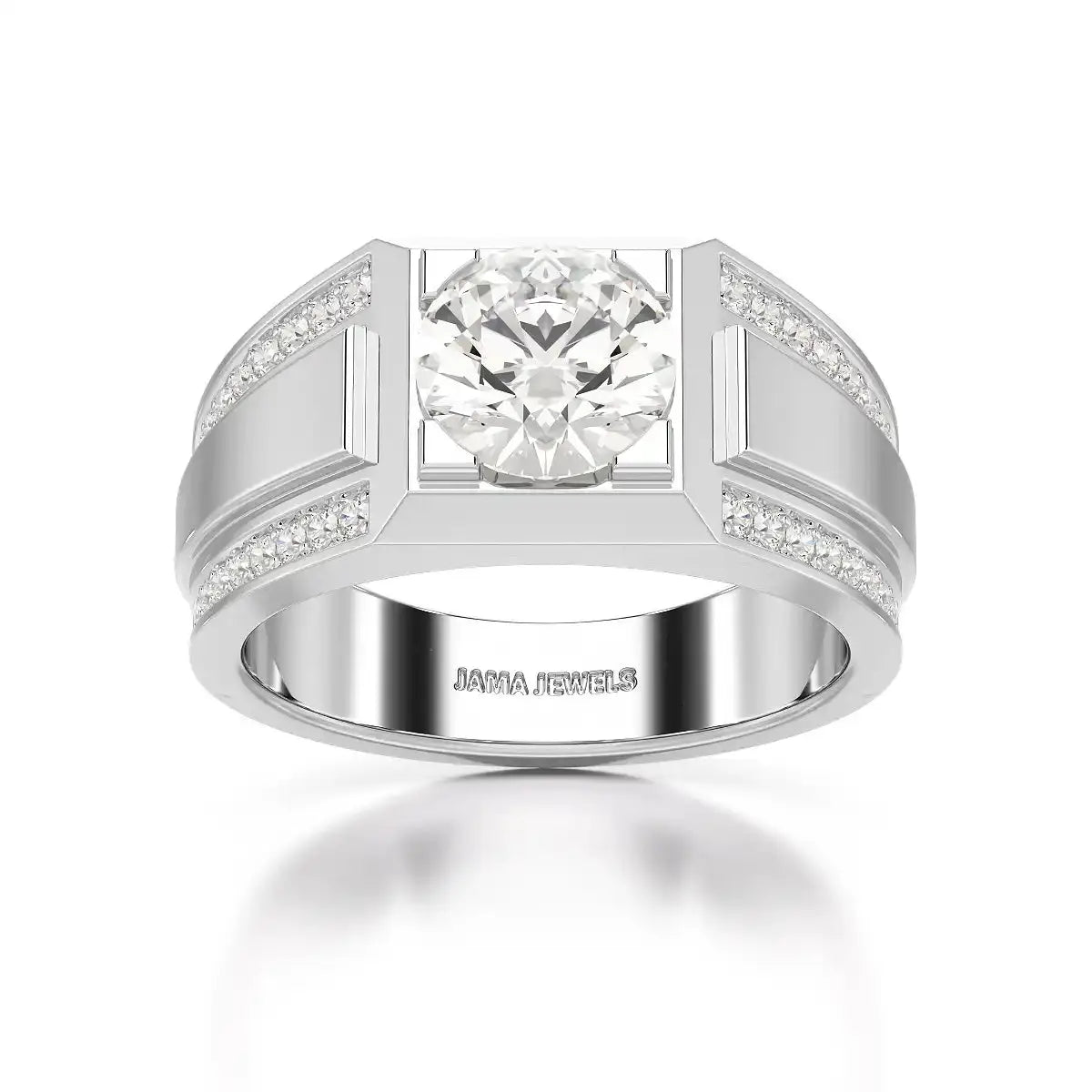 2.42 CT Round Shape Lab Diamond Men's Ring Jama Jewels