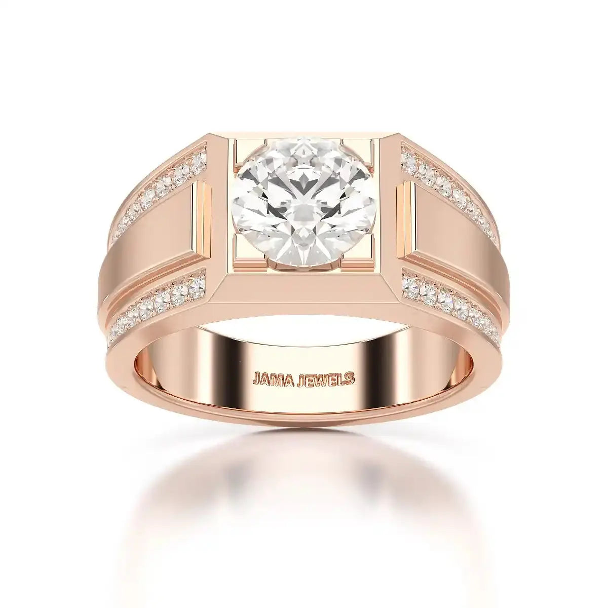 2.42 CT Round Shape Lab Diamond Men's Ring Jama Jewels