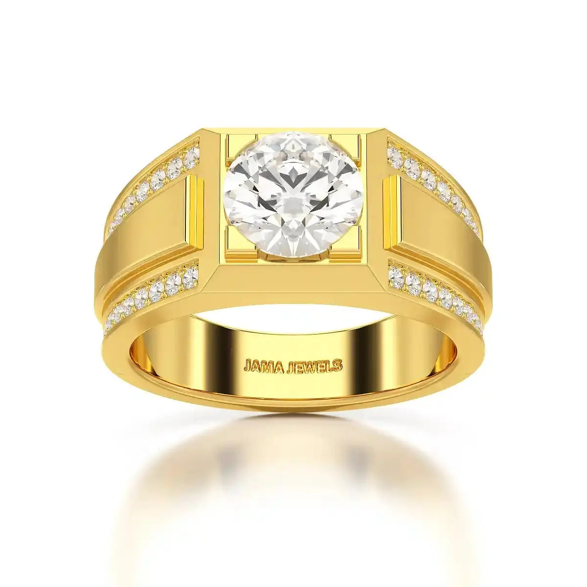2.42 CT Round Shape Lab Diamond Men's Ring Jama Jewels