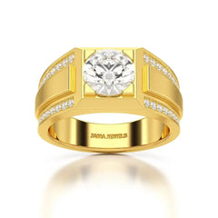 2.42 CT Round Shape Lab Diamond Men's Ring Jama Jewels