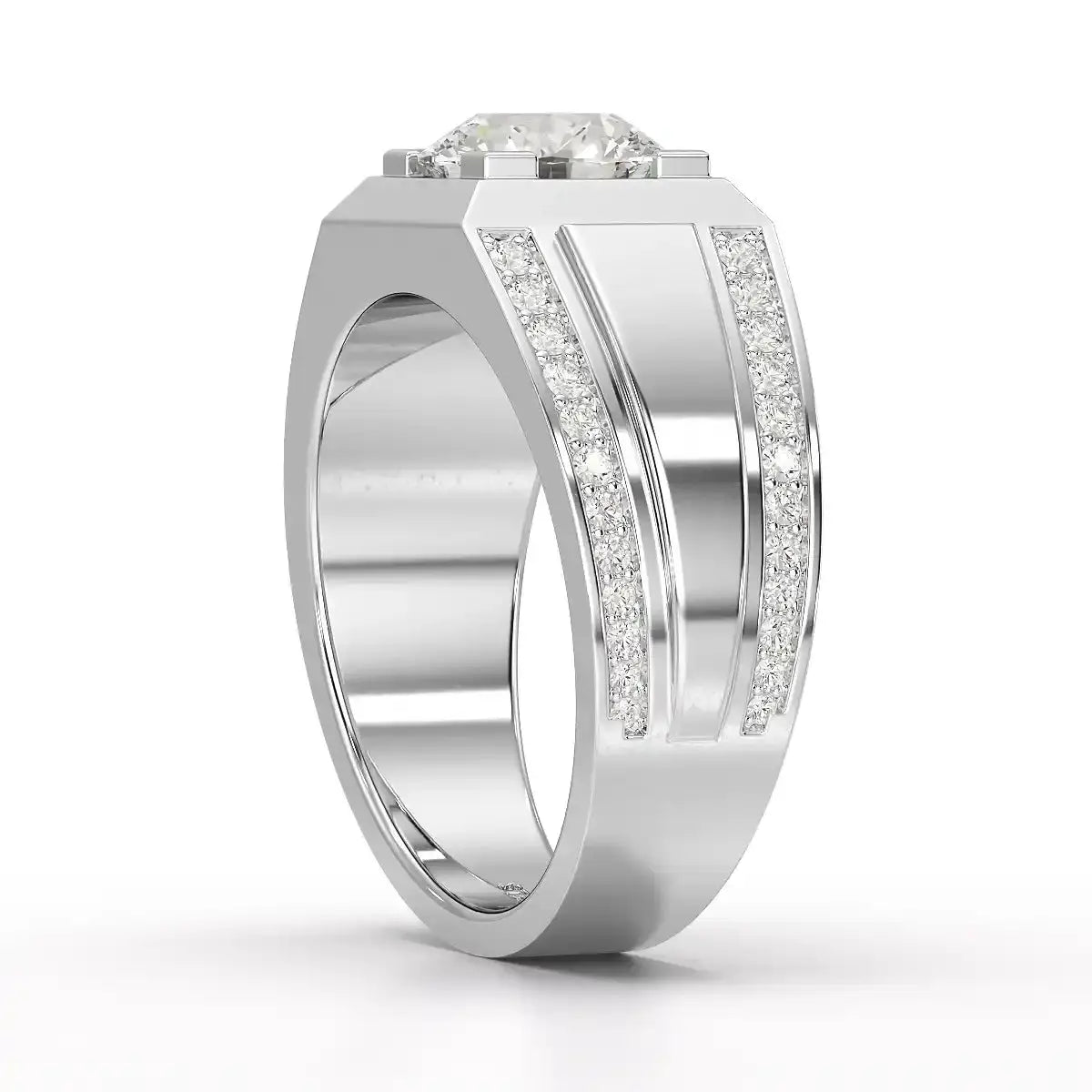 2.42 CT Round Shape Lab Diamond Men's Ring Jama Jewels