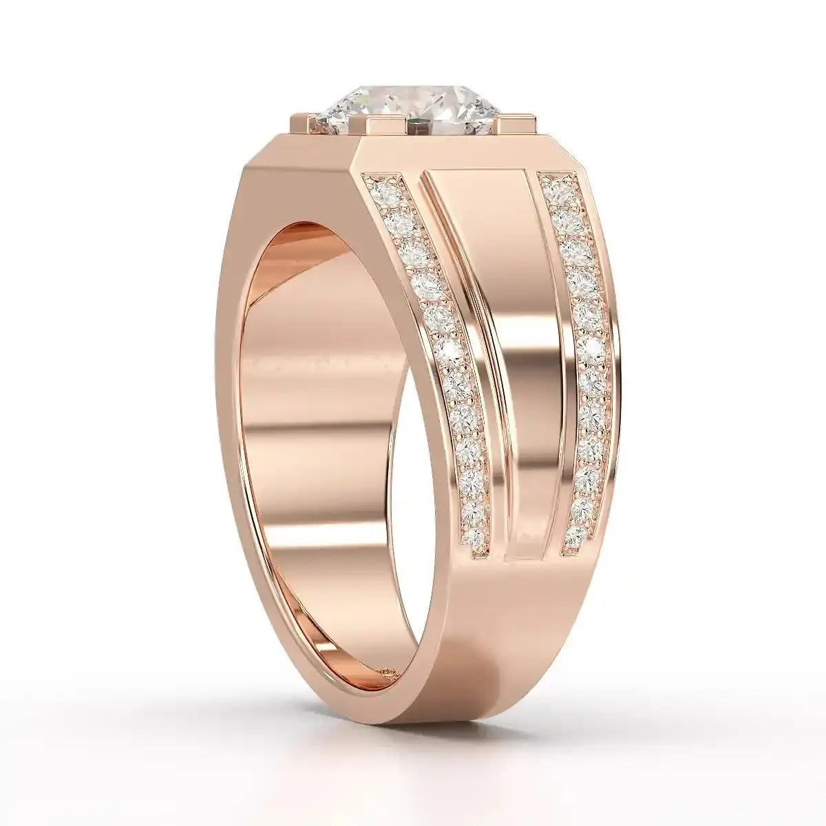 2.42 CT Round Shape Lab Diamond Men's Ring Jama Jewels