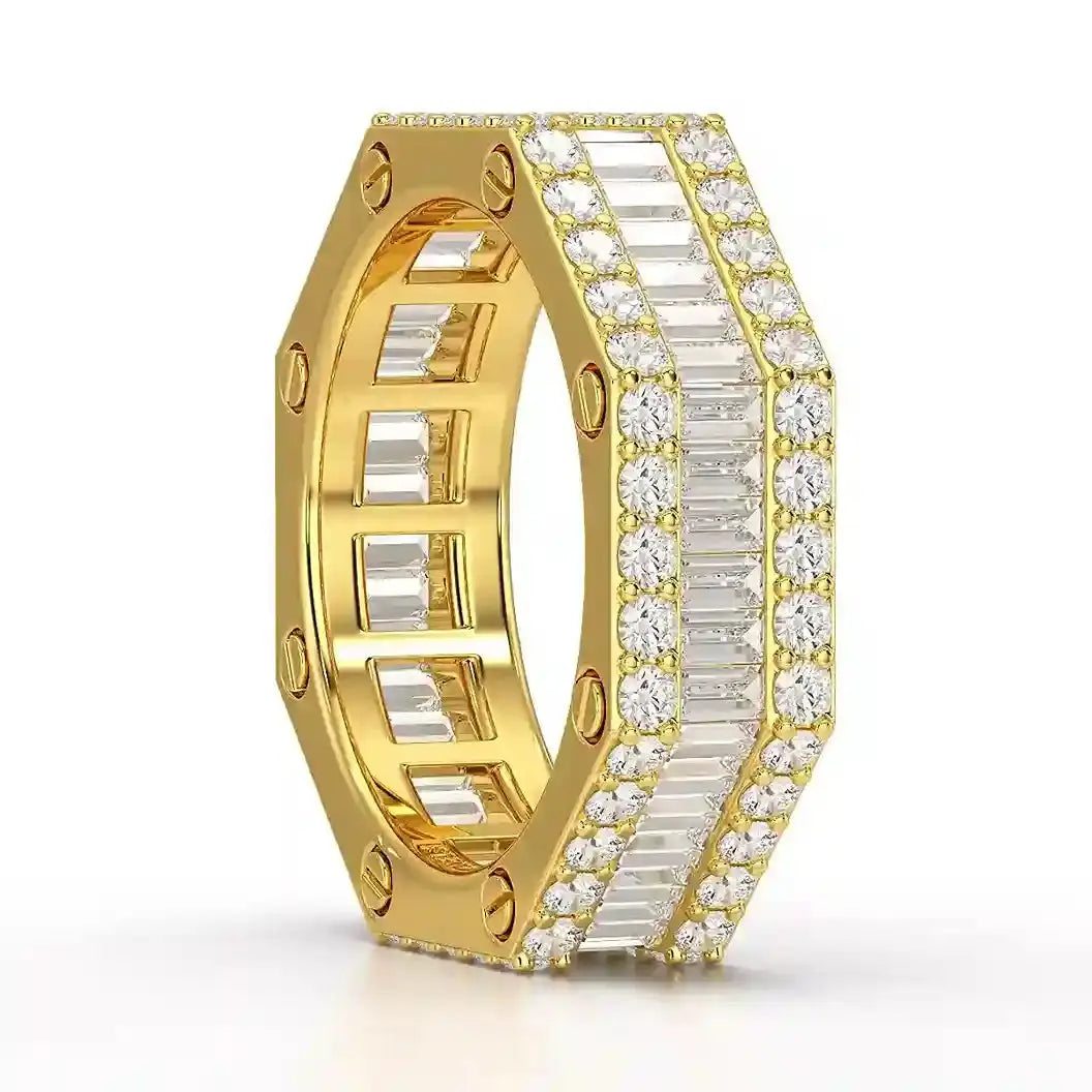 4.45 CT Baguette Cut Lab Diamond Men's Ring Jama Jewels