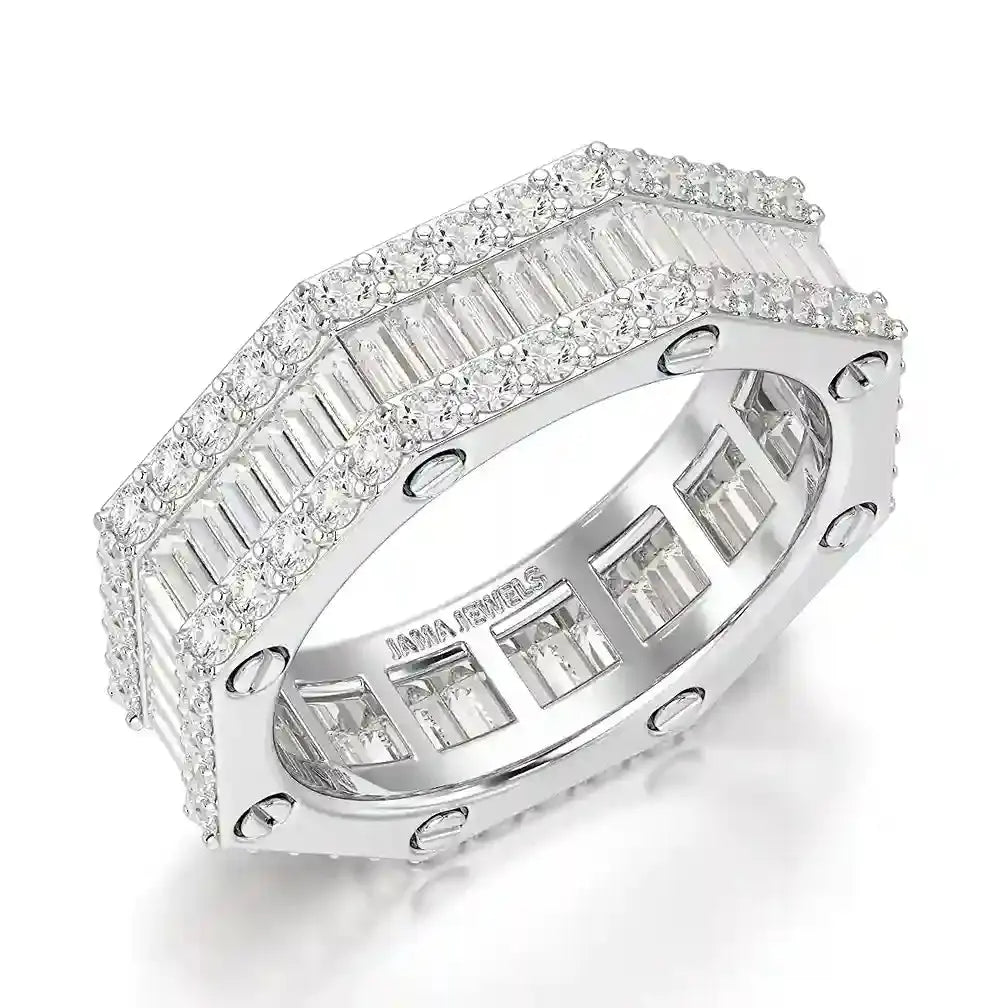 4.45 CT Baguette Cut Lab Diamond Men's Ring Jama Jewels