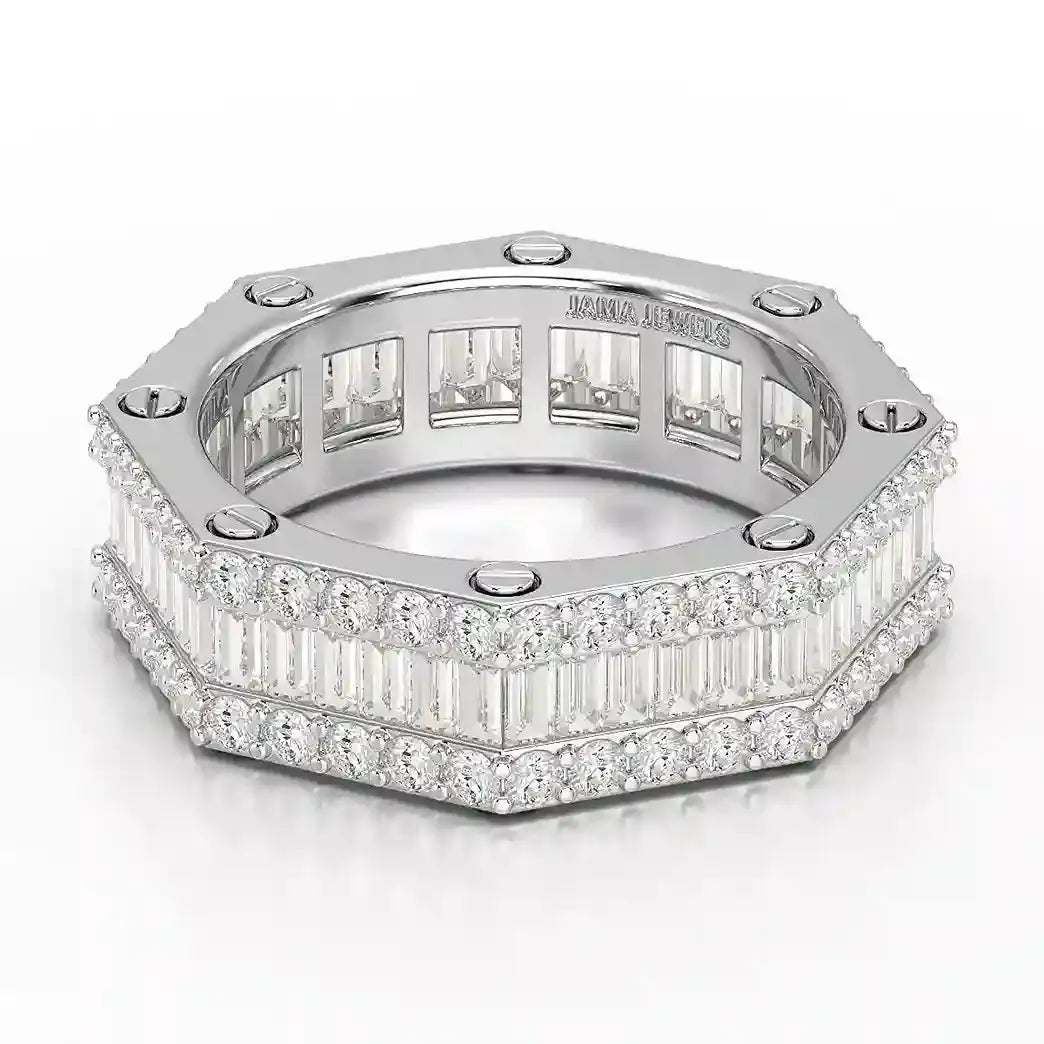 4.45 CT Baguette Cut Lab Diamond Men's Ring Jama Jewels