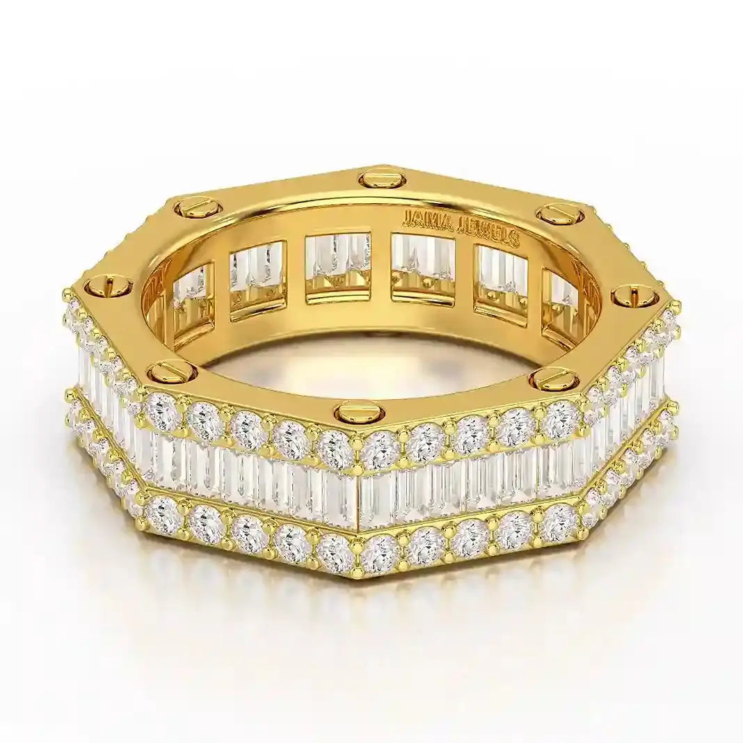 4.45 CT Baguette Cut Lab Diamond Men's Ring Jama Jewels