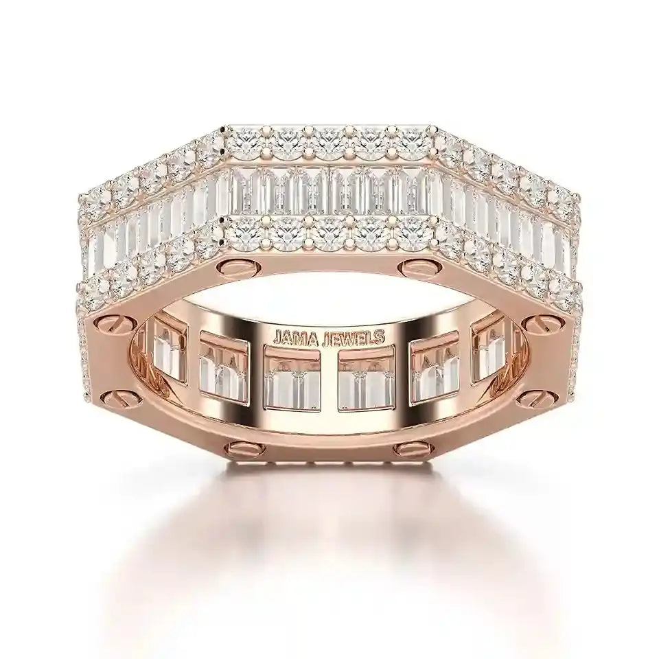 4.45 CT Baguette Cut Lab Diamond Men's Ring Jama Jewels