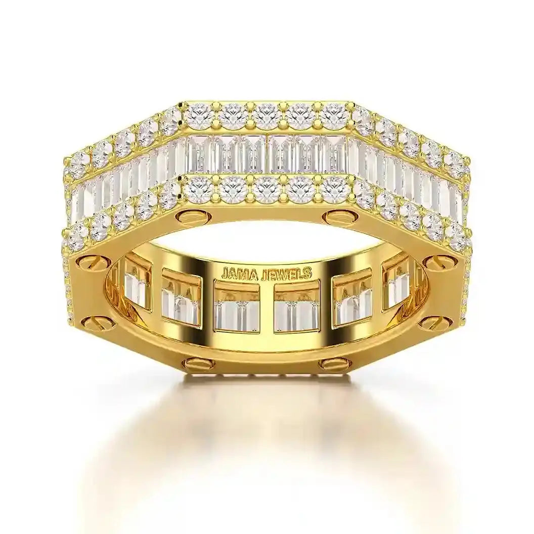 4.45 CT Baguette Cut Lab Diamond Men's Ring Jama Jewels