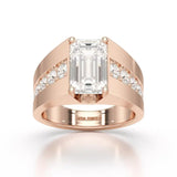 6 CT Emerald Cut Lab Diamond Men's Ring