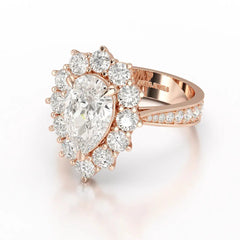 3.41 CT Pear Cut Halo Lab Diamond Ring Jama Jewels