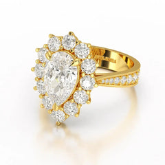 3.41 CT Pear Cut Halo Lab Diamond Ring Jama Jewels