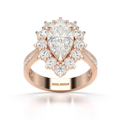 3.41 CT Pear Cut Halo Lab Diamond Ring Jama Jewels
