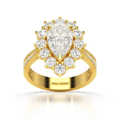 3.41 CT Pear Cut Halo Lab Diamond Ring Jama Jewels