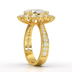 3.41 CT Pear Cut Halo Lab Diamond Ring Jama Jewels