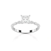 1.3 CT Princess Cut Lab Diamond Ring with Marquise cut Side Diamonds Jama Jewels