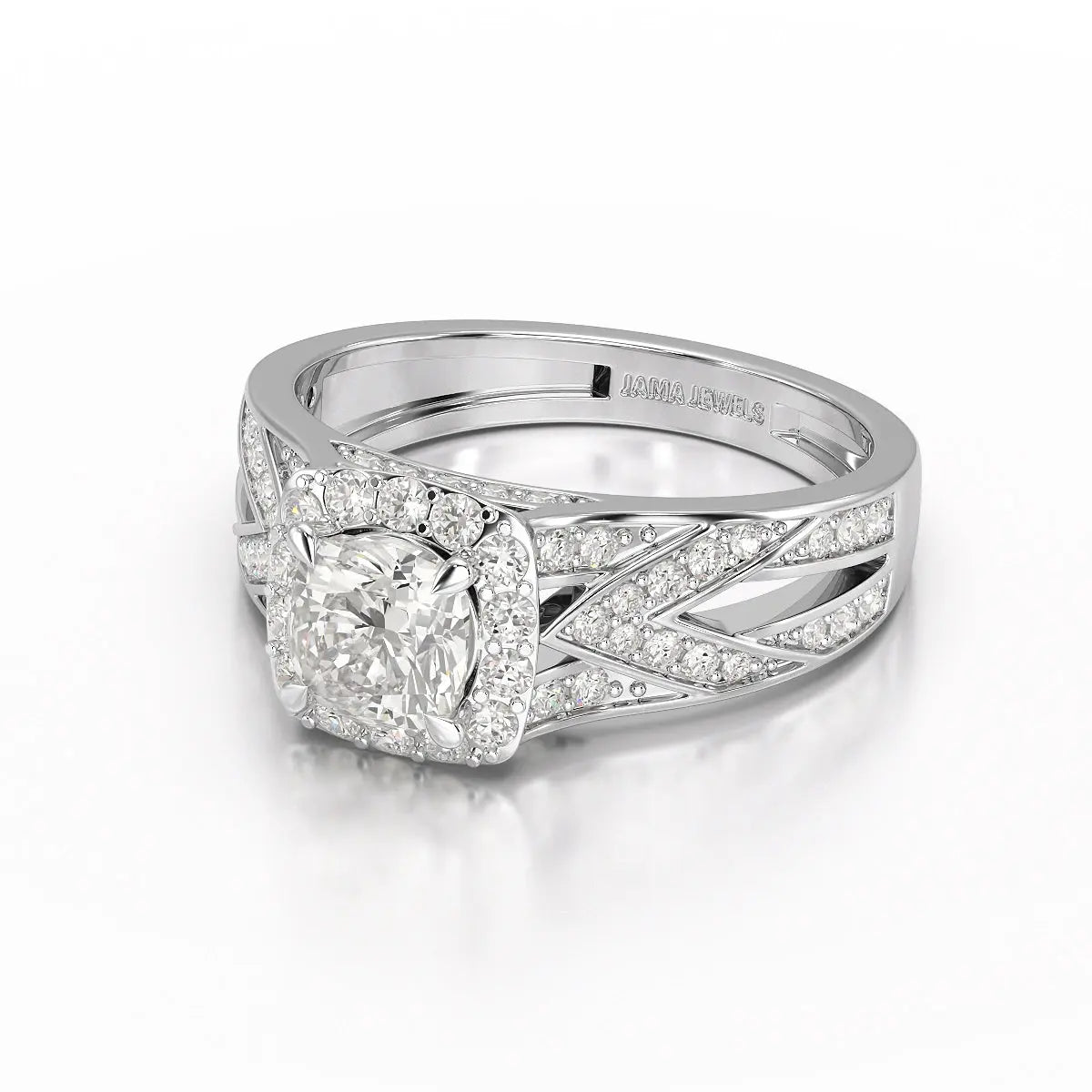 1.55 CT Cushion Cut Layered Halo Lab Diamond Ring