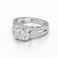 1.55 CT Cushion Cut Layered Halo Lab Diamond Ring