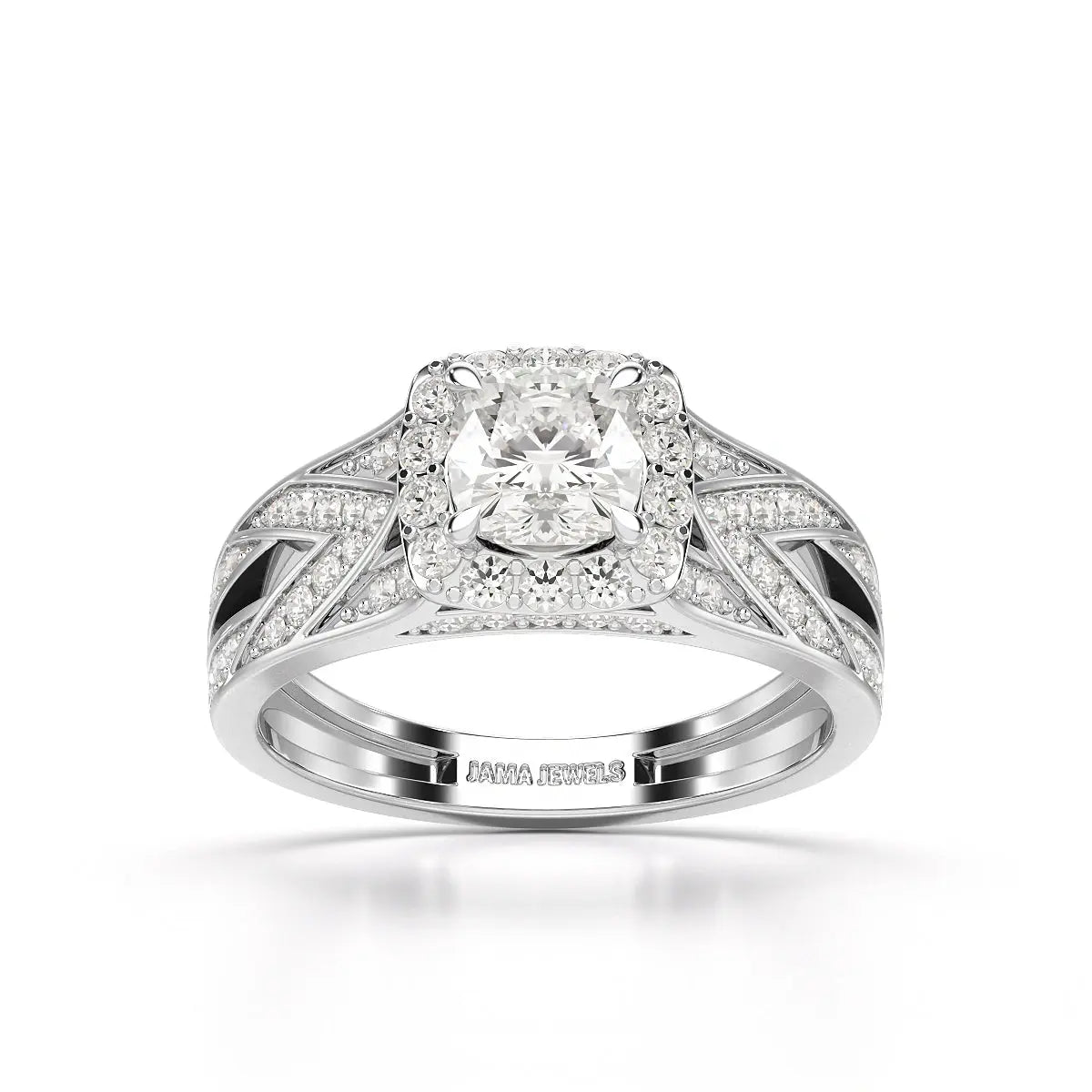 1.55 CT Cushion Cut Layered Halo Lab Diamond Ring