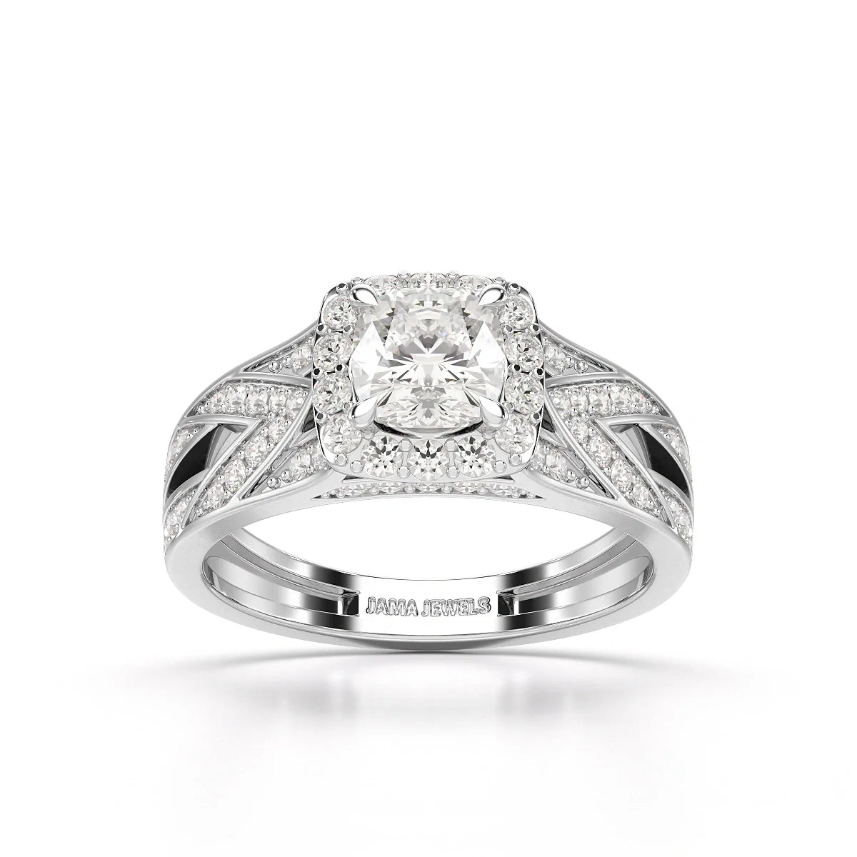 1.55 CT Cushion Cut Layered Halo Lab Diamond Ring