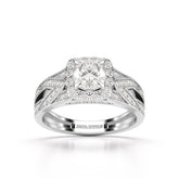 1.55 CT Cushion Cut Layered Halo Lab Diamond Ring