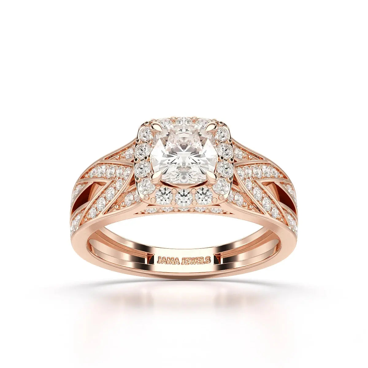 1.55 CT Cushion Cut Layered Halo Lab Diamond Ring