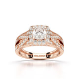 1.55 CT Cushion Cut Layered Halo Lab Diamond Ring