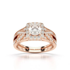 1.55 CT Cushion Cut Layered Halo Lab Diamond Ring
