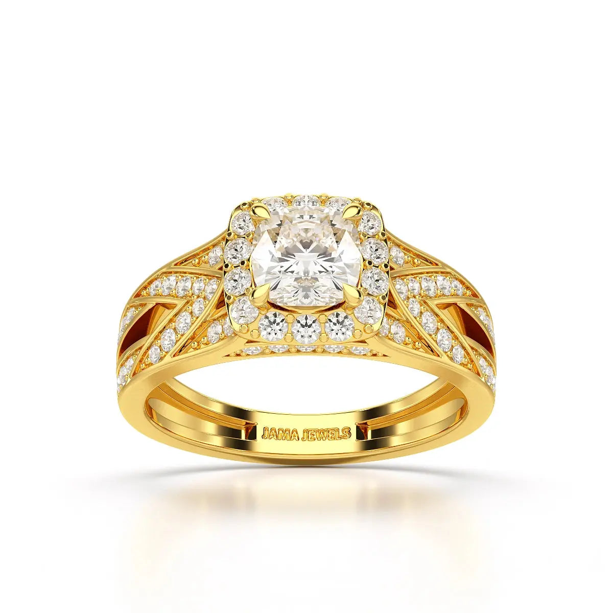 1.55 CT Cushion Cut Layered Halo Lab Diamond Ring