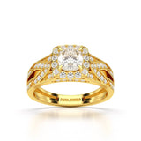 1.55 CT Cushion Cut Layered Halo Lab Diamond Ring