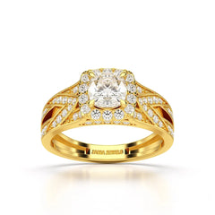 1.55 CT Cushion Cut Layered Halo Lab Diamond Ring