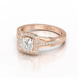 1.53 CT Cushion Cut Halo Lab Diamond Ring
