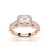 1.53 CT Cushion Cut Halo Lab Diamond Ring