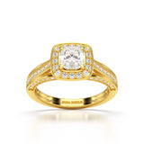 1.53 CT Cushion Cut Halo Lab Diamond Ring