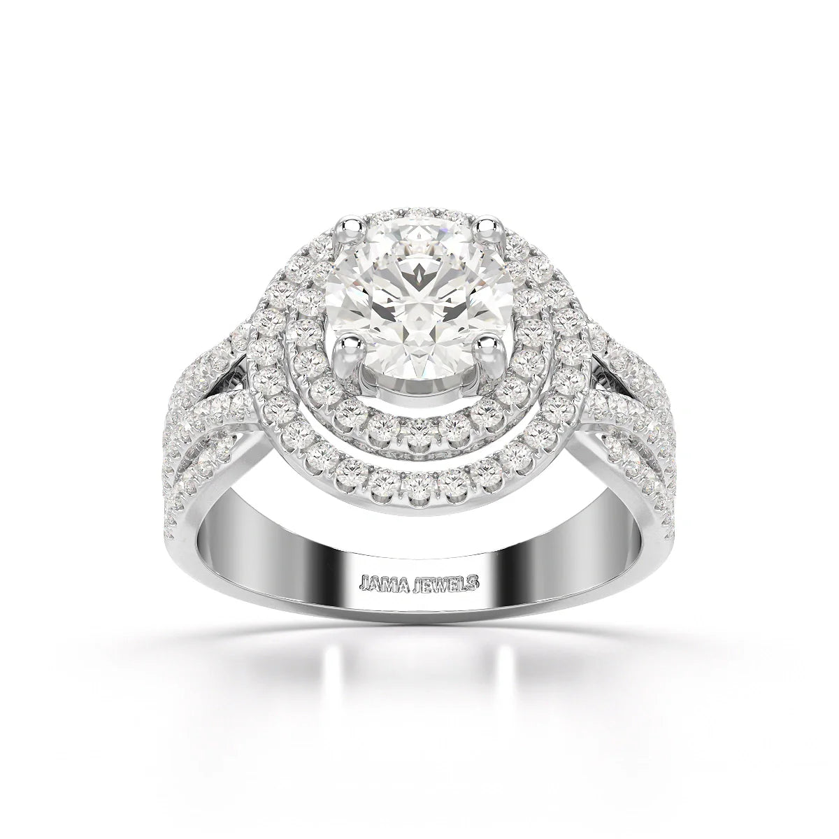 2.15 CT Round Cut Layered Halo Lab Diamond Ring