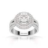 2.15 CT Round Cut Layered Halo Lab Diamond Ring