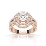 2.15 CT Round Cut Layered Halo Lab Diamond Ring